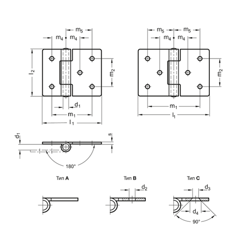 Петли из листового металла GN 136-NI-extended