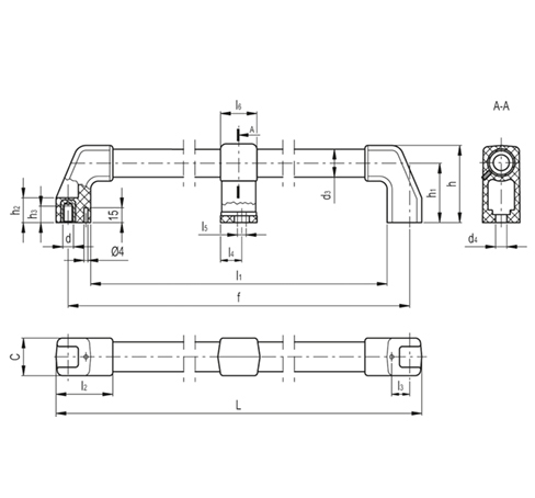 Трубчатые ручки с промежуточным стержнем M.1043-SCM-BM-EP