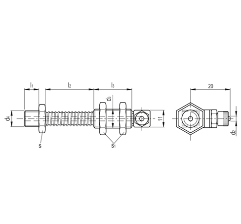Пружинные крепления для вакуумных мини-присосок VPD-M-L чертеж
