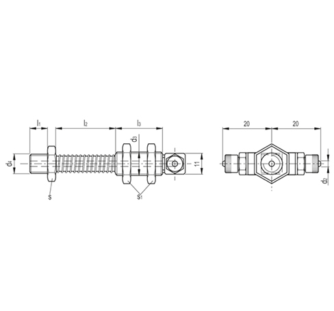 Пружинные крепления для вакуумных мини-присосок VPD-M-T чертеж
