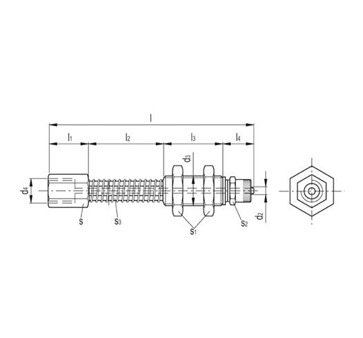 Антиротационные пружинные крепления для вакуумных мини-присосок VPG-F чертеж