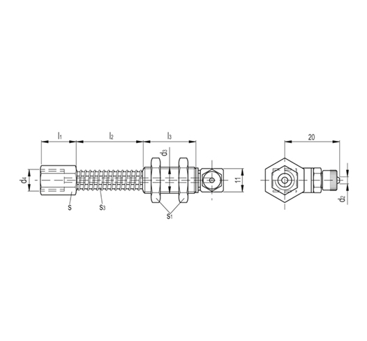 Антиротационные пружинные крепления для вакуумных мини-присосок  VPG-F-L чертеж