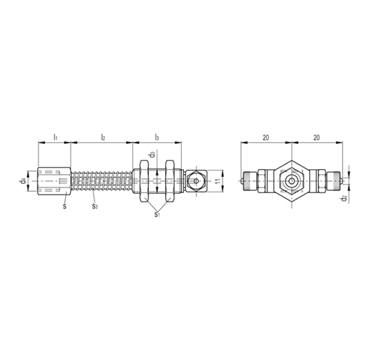 Антиротационные пружинные крепления для вакуумных мини-присосок VPG-F-T чертеж