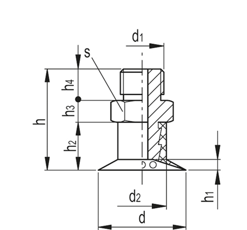 Плоские вакуумные присоски со стержнем VVA-18-T-A чертеж