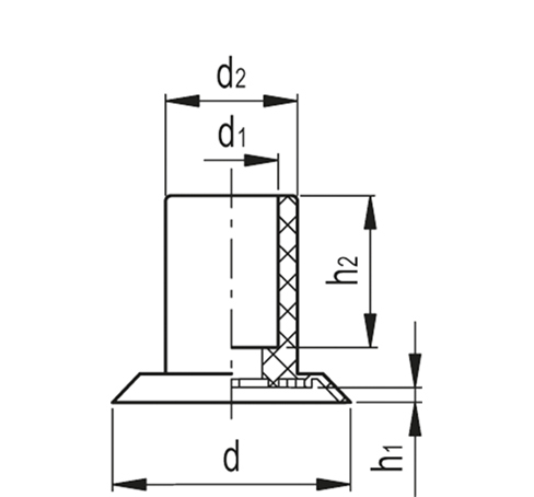 Плоские вакуумные присоски со стержнем VVA-27-N чертеж