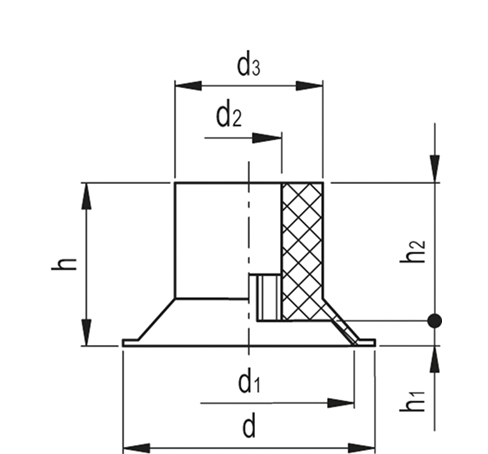 Плоские вакуумные присоски со стержнем VVA-44-N чертеж